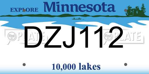 DZJ112 Minnesota License Plate