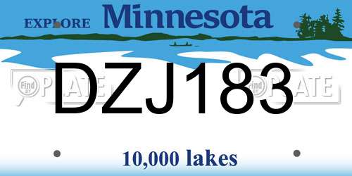 DZJ183 Minnesota License Plate