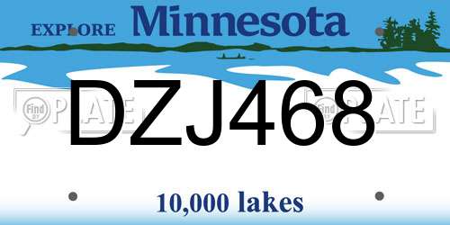 DZJ468 Minnesota License Plate