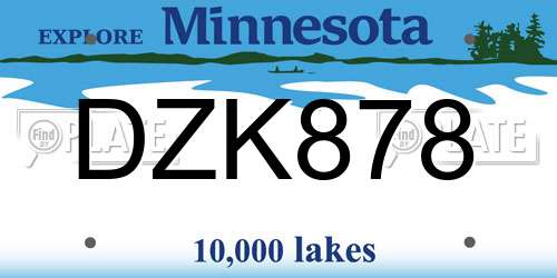 DZK878 Minnesota License Plate