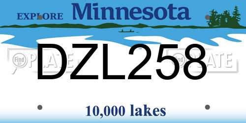 DZL258 Minnesota License Plate