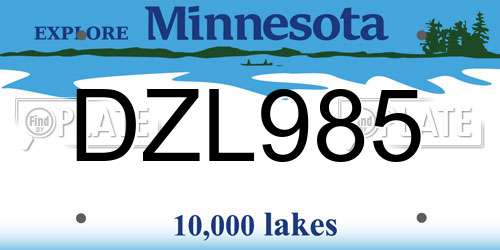 DZL985 Minnesota License Plate
