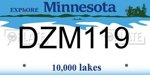 DZM119 Minnesota License Plate