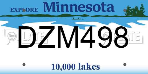 DZM498 Minnesota License Plate