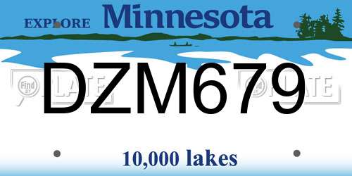 DZM679 Minnesota License Plate