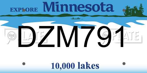 DZM791 Minnesota License Plate