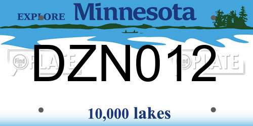 DZN012 Minnesota License Plate