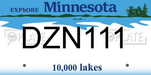 DZN111 Minnesota License Plate