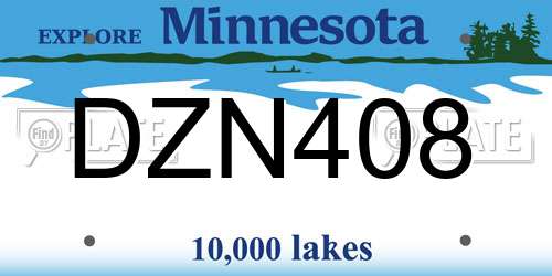 DZN408 Minnesota License Plate