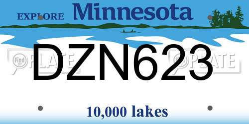 DZN623 Minnesota License Plate