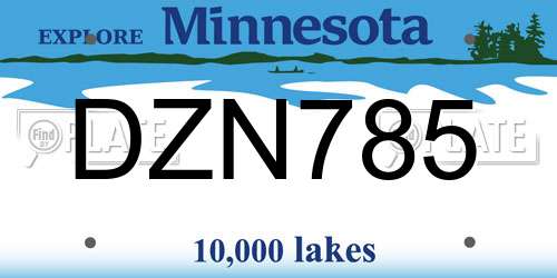 DZN785 Minnesota License Plate
