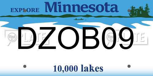 DZOB09 Minnesota License Plate