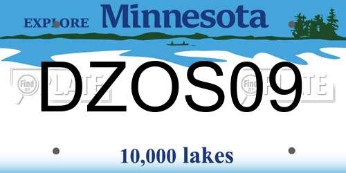 DZOS09 Minnesota License Plate