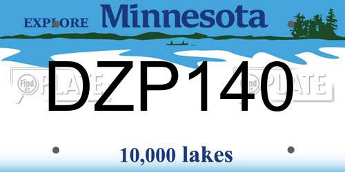 DZP140 Minnesota License Plate