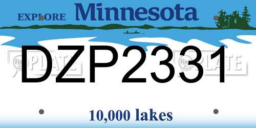 DZP2331 Minnesota License Plate
