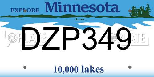 DZP349 Minnesota License Plate
