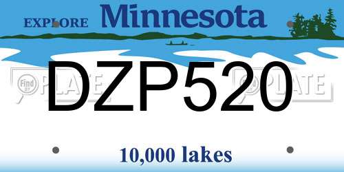 DZP520 Minnesota License Plate