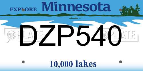 DZP540 Minnesota License Plate