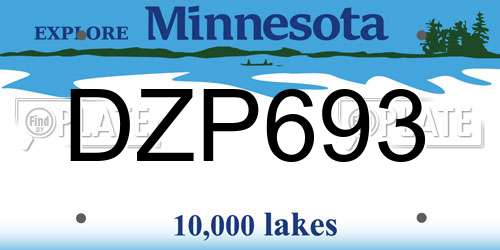 DZP693 Minnesota License Plate