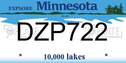 DZP722 Minnesota License Plate