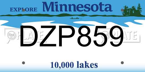 DZP859 Minnesota License Plate