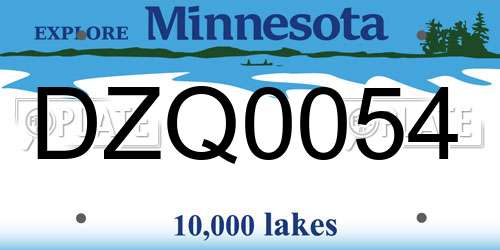 DZQ0054 Minnesota License Plate