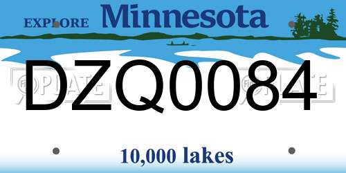 DZQ0084 Minnesota License Plate