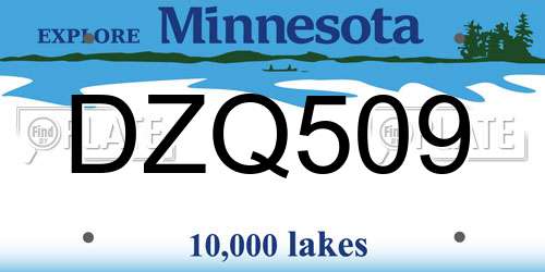 DZQ509 Minnesota License Plate