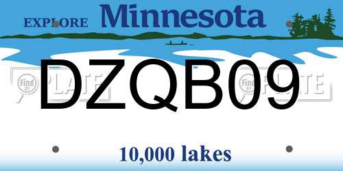 DZQB09 Minnesota License Plate