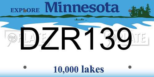 DZR139 Minnesota License Plate