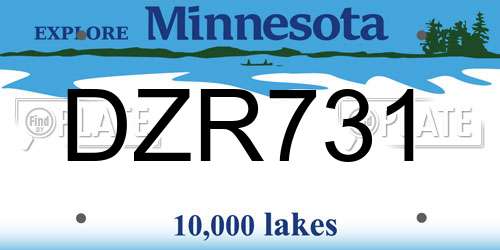 DZR731 Minnesota License Plate