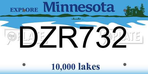 DZR732 Minnesota License Plate