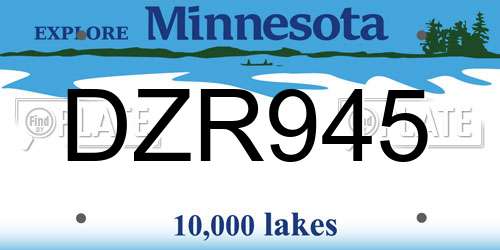 DZR945 Minnesota License Plate