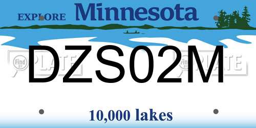 DZS02M Minnesota License Plate