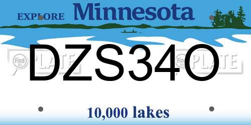 DZS34O Minnesota License Plate