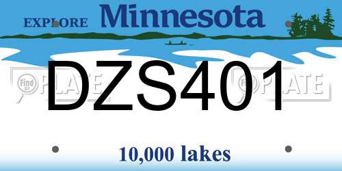 DZS401 Minnesota License Plate