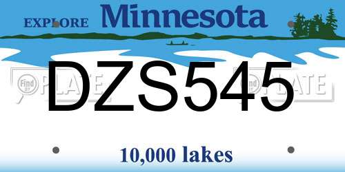 DZS545 Minnesota License Plate