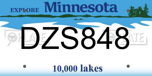 DZS848 Minnesota License Plate