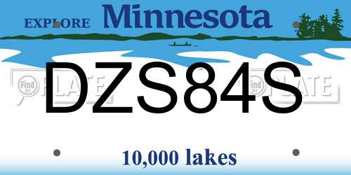 DZS84S Minnesota License Plate