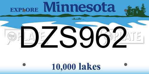 DZS962 Minnesota License Plate