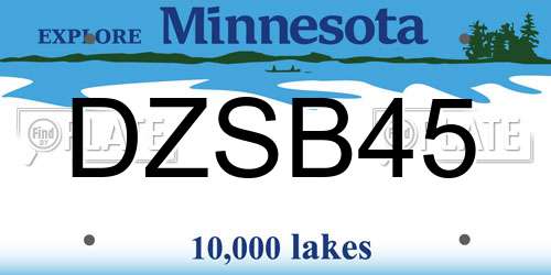 DZSB45 Minnesota License Plate
