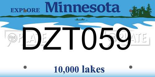 DZT059 Minnesota License Plate