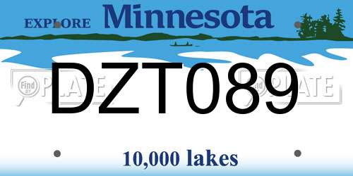 DZT089 Minnesota License Plate