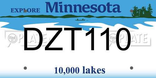 DZT110 Minnesota License Plate