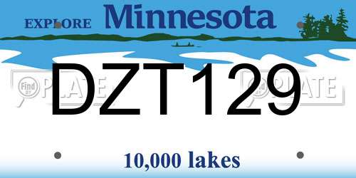 DZT129 Minnesota License Plate