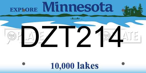 DZT214 Minnesota License Plate