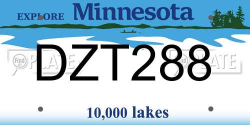 DZT288 Minnesota License Plate