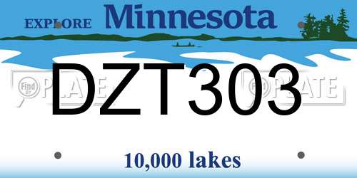 DZT303 Minnesota License Plate