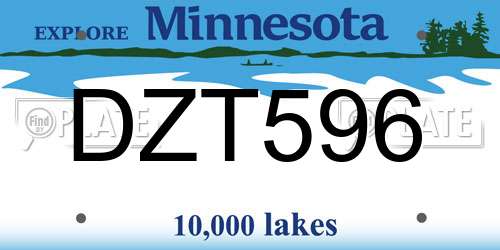 DZT596 Minnesota License Plate