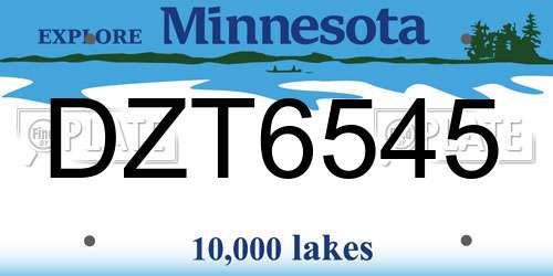 DZT6545 Minnesota License Plate